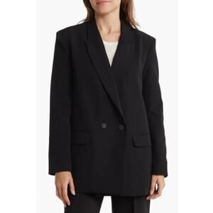 New RDI NORDSTROM Women's Black Oversize Double Breasted Blazer Size XL